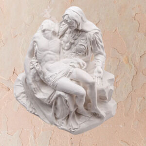 Vintage Pieta Michelangelo Mary and Jesus on Marble Bench Crucifixion 3d Printed